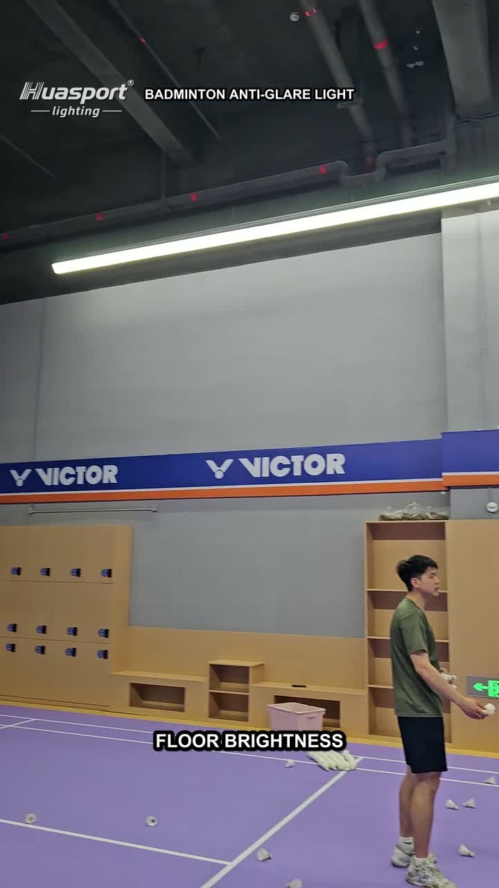 Badminton court lighting floor brightness check in an indoor sports hall