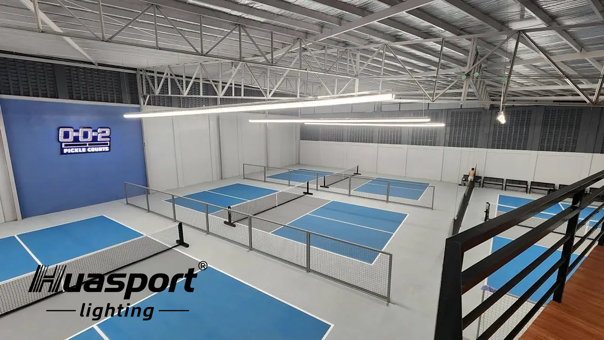 Philippines indoor pickleball court lighting with Huasport long-bar anti-glare fixtures