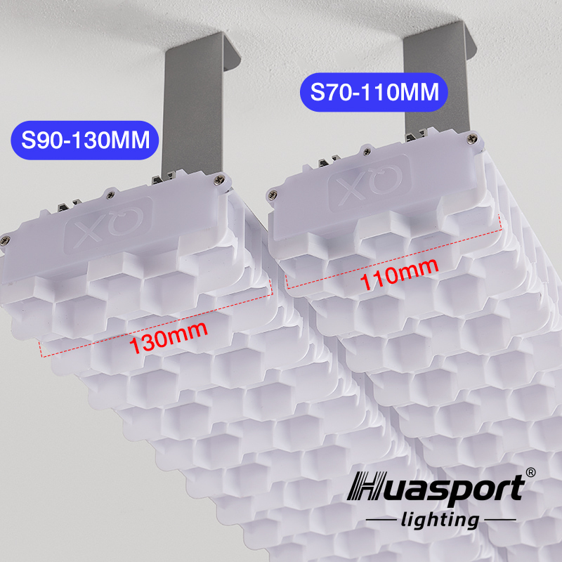 Huasport S70 11 cm and S90 13 cm width comparison for pickleball court lighting