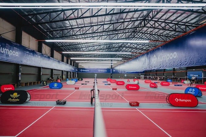 Malaysia badminton side court view for checking fixture position and ceiling structure