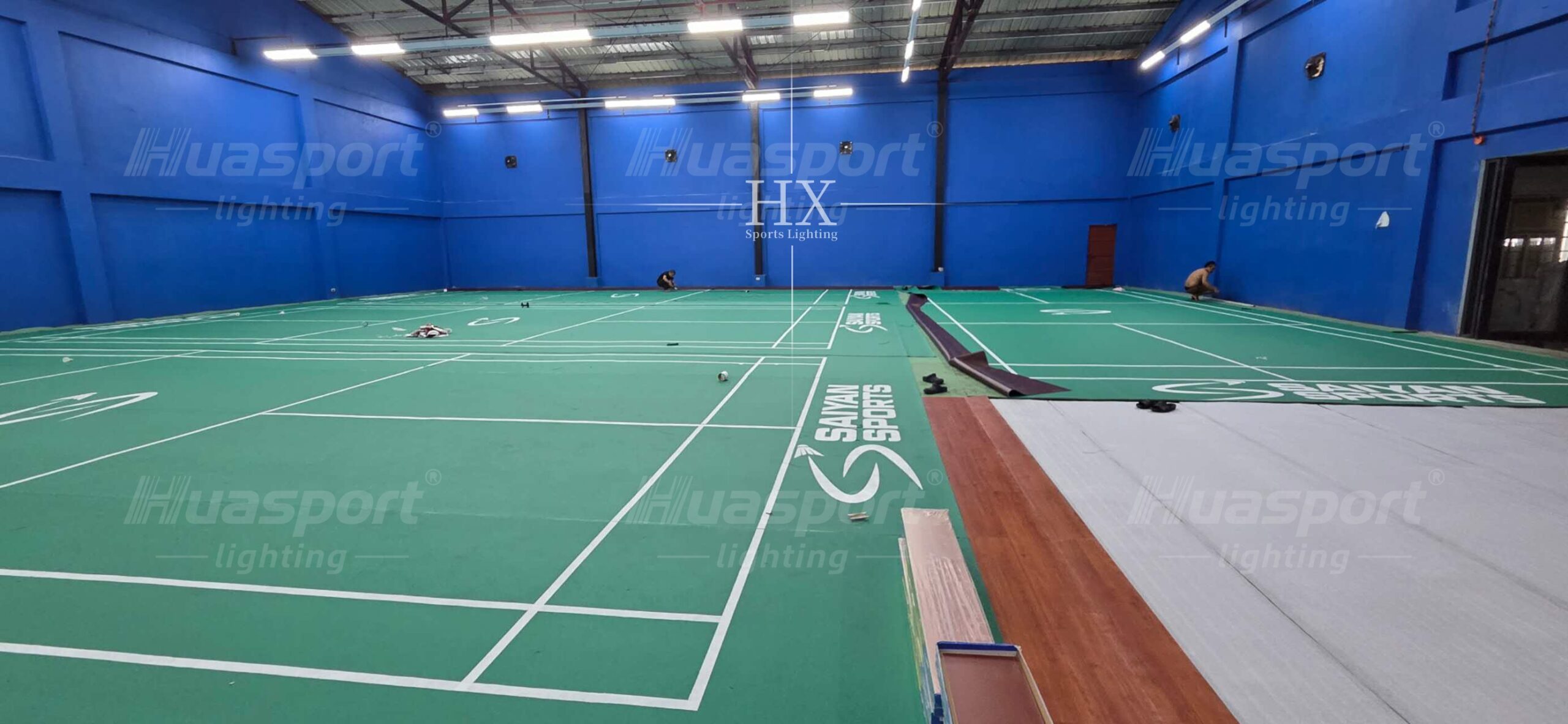 Philippines badminton court lighting row view reference for checking side glare and court coverage