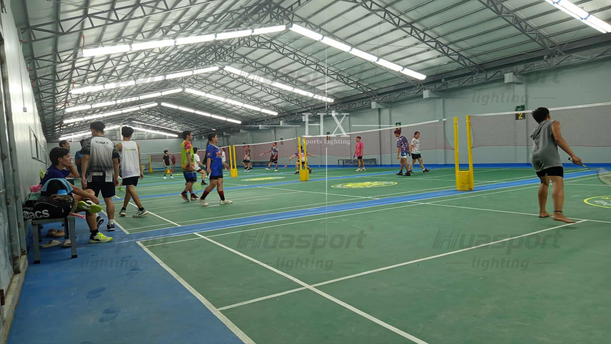 Philippines badminton player-view lighting check under Huasport S70 42W anti-glare fixtures