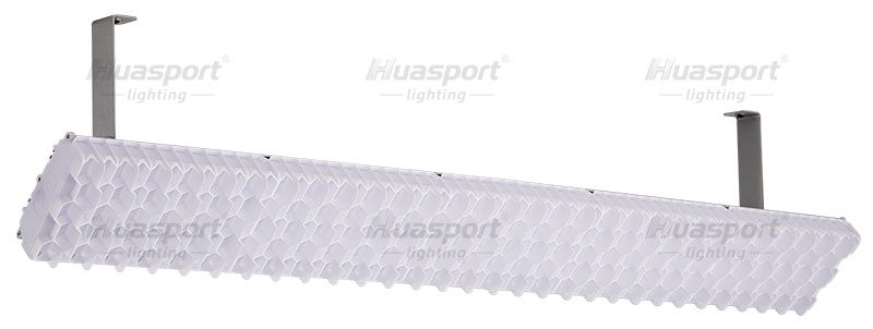White Huasport long-bar fixture with a honeycomb grille and two metal mounting brackets