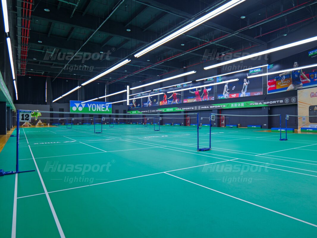 Philippines badminton court lighting reference with open courts and long-bar rows for high-shuttle tracking checks
